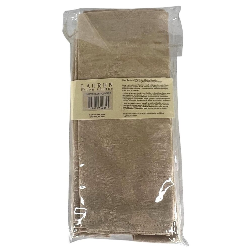 New Ralph Lauren Bountiful Pebble Cloth Napkin Set Of 4 Beige 20" X 20" Jacquard - Picture 3 of 4